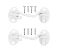 OATIPHO Verrou de Porte à Crochet en Acier Inoxydable 2 Pièces 3 Pouces Blanc Loquet à Œillet Résistant Anti-Tempête pour Portes et Fenêtres Installation Manuelle Facile