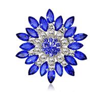 oAtm0eB roche élégante en forme de fleur, broche tendance à paillettes pour bouquet de fleurs, mariage, banquet, décoration de bijoux bleu roi