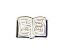 oAtm0eBcl Mini broche en forme de livre anglais, avec mots en anglais interdits, lire des livres en émail, bijoux pour veste, sac, Alliage, émail