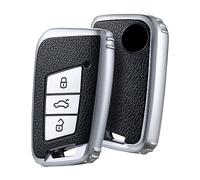 OATSBASF Coque de clé de voiture compatible avec VW Passat B8, VW Passat, SEAT, CC, Golf 7, Tiguan, MK2, Jetta, Skoda 3 boutons (P-Silber)