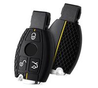 OATSBASF Coque de e voiture en silicone pour Mercedes Benz W204 W211 2-3 touches sans B C E (ligne jaune - noir)