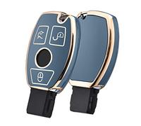 OATSBASF Coque de clé de Voiture Mercedes Benz pour Mercedes Benz W204 W211 2-3 Touches sans clé A B C Classe E (Bord doré Bleu)