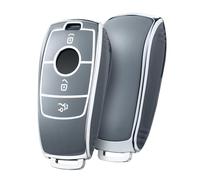 OATSBASF Coque de clé de voiture pour Mercedes Benz, coque de clé pour Classe E Classe S Coque de protection en TPU (bord argenté)