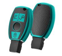 OATSBASF Coque de clé de Voiture pour Mercedes Benz Mercedes Benz W204 W211 2-3 Touches sans clé A B C E Class (Cuir Vert)