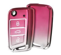 OATSBASF Coque de e voiture pour VW, coque de ompatible avec VW Golf 7 MK7, coque de n silicone pour VW Polo, Skoda, Tiguan, 3 boutons, JBS - Rose