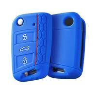 OATSBASF Coque de clé de voiture pour VW, coque de clé compatible avec VW Golf 7 MK7, coque de clé en silicone pour VW Polo, Skoda, Tiguan, 3 boutons