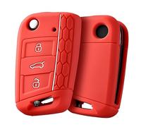 OATSBASF Coque de clé de voiture pour VW, coque de clé compatible avec VW Golf 7 MK7, coque de clé en silicone pour VW Polo, Skoda, Tiguan, 3 boutons