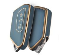 OATSBASF Coque de clé de voiture pour VW, en silicone TPU, compatible avec Golf 8, ID3, ID4, GTI, GTE, Seat Leon MK4, Tarraco, Ateca et Skoda Octavia (bord doré/gris)