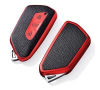 OATSBASF Coque de e voiture pour VW Golf 8, Seat Leon MK4, Tarraco, Ateca et Skoda Octavia - Coque TPU avec texture cuir (rouge)