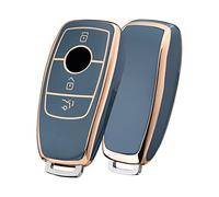 OATSBASF Coque de Protection pour clé de Voiture Mercedes Benz - pour Mercedes Benz - Classe S - en TPU - Bord doré (Bleu-Bord doré)