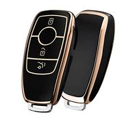 OATSBASF Coque de Protection pour clé de Voiture Mercedes Benz - pour Mercedes Benz Classe S - en TPU (Noir-Bord doré)