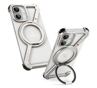 OATSBASF Coque de téléphone minimaliste pour 17, rotation à 360°, béquille en aluminium sans cadre, coque de protection de qualité antichoc (titane naturel, iPhone 17 6,3")