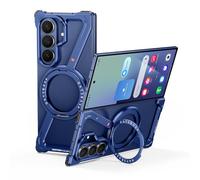OATSBASF Coque de téléphone Minimaliste pour Samsung Galaxy Z Fold 7, Rotation à 360 ° avec béquille en Aluminium sans Cadre, Coque de Protection Antichoc (Bleu)