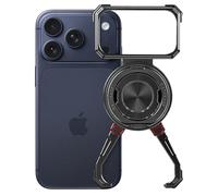 OATSBASF Coque X pour iPhone 17 Pro 6,3", avec béquille rotative à 360°, support magnétique, sans cadre, fine, antichoc en métal, noir