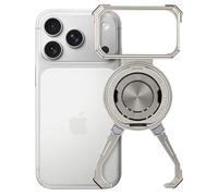 OATSBASF Coque X pour iPhone 17 Pro 6,3", avec béquille rotative à 360°, support magnétique, sans cadre, fine et antichoc en métal, titane naturel