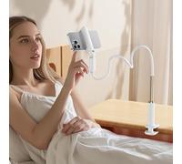OATSBASF Support de téléphone en col de cygne pour lit avec bras flexible de 100 cm de long et rotation à 360 ° et rabat à 180 °, support de tête de lit, compatible avec les appareils de 10,2 à 17,8