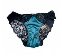 OATTIS Culotte De Bikini en Dentelle Satinée De Luxe pour Femmes, 2 Pièces, Breloque en Strass, sous-vêtements Sexy Soyeux Et Transparents,Couleur1,L40-50KG