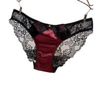 OATTIS Culotte De Bikini en Dentelle Satinée De Luxe pour Femmes, 2 Pièces, Breloque en Strass, sous-vêtements Sexy Soyeux Et Transparents,Couleur2,XL50-60KG