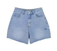 OATTIS Femmes été Haute Taille lâche Casual Patte Droite Denim Shorts, Rue Cyclisme côté Tattered,Color 1,36
