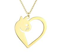 OAUWKEIY Collier pendentif Amour Coeur Chat Pendentif Collier Mode Cadeau Collier Bijoux pour les amoureux des chats Collier pendentif Bijoux