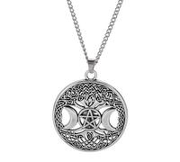 OAUWKEIY Collier Pendentif ancien en argent orné d'un motif de lune et d'une étoile à cinq branches typique de la culture nordique européenne