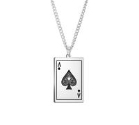 OAUWKEIY Collier pendentif Bijoux mode et polyvalent as de pique carte à jouer pendentif personnalité tendance collier pour homme Bijoux