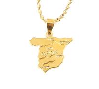 OAUWKEIY Collier pendentif Carte de l’Espagne pendentif collier homme femme pendentif collier cadeaux ethniques Bijoux