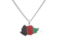 OAUWKEIY Collier Pendentif Carte tachée d'huile Italie Afghanistan Chili île de San Martín collier d'Oromia