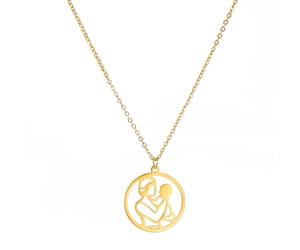OAUWKEIY Collier Pendentif circulaire ajouré commémoratif mignon touchant et réconfortant représentant une mère tenant son enfant