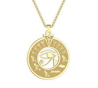 OAUWKEIY Collier pendentif Collier rond hiéroglyphique égyptien avec pendentif découpé collier oeil ornement Bijoux