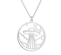 OAUWKEIY Collier pendentif Découpe OVNI Soleil Collier Femmes Vintage Bijoux Cosmique Galaxie Soleil Pendentif Collier Pendentif Bijoux