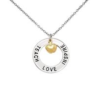 OAUWKEIY Collier Pendentif Disque argenté creux avec pendentif pomme dorée carte de vœux