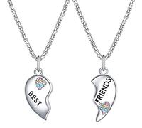 OAUWKEIY Collier Pendentif Ensemble de bijoux pendentif double face Cœur brisé arc-en-ciel et amitié