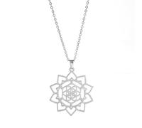 OAUWKEIY Collier Pendentif mandala géométrique sacré à dix pétales et sept cercles un collier populaire en Europe et en Amérique