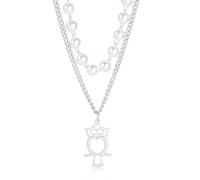 OAUWKEIY Collier pendentif Mignon hibou pendentif double chaîne de mode collier polyvalent pour femmes mode Bijoux