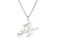 OAUWKEIY Collier Pendentif minimaliste en acier de style européen et américain avec pendentif silhouette de chat sorcière volant sur un balai volant