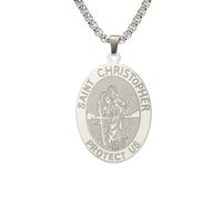 OAUWKEIY Collier Pendentif ovale tendance SAINT CHRISTOPHE