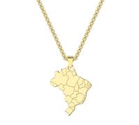 OAUWKEIY Collier pendentif personnalisé sur la carte du Brésil Carte du Brésil Collier à motif Bijoux Collier pendentif à la mode Bijoux