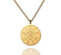 OAUWKEIY Collier Pendentif rond élégant et minimaliste orné de runes triangulaires en spirale