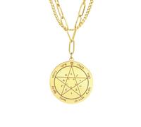 OAUWKEIY Collier Pendentif rond massif orné d'une étoile à cinq branches collier double rang simple et polyvalent