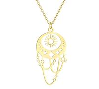 OAUWKEIY Collier pendentif Soleil Saturne Pendentif Dames Collier Bohème Bijoux Étoile Minimaliste Collier Mariage Cadeau pendentif Collier Bijoux