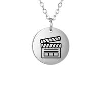 OAUWKEIY Collier Pendentif Un modèle de niche pour les cinéphiles avec un collier rond orné d'un motif de clap de cinéma de style européen