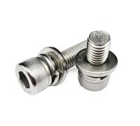 oavhvchg 10 pièces M4 M5 M6 Longueur: 6mm-65mm 304 Acier Inoxydable hexagone à Six pans Creux vis à tête Plate rondelle Ressort Joint Assembler Boulon(Color:20mm,Size:10pcs M5)