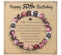OAVOOK Cadeau d'anniversaire pour femme, cadeau unique pour femme, bracelet de perles pour maman, tante, épouse, grand-mère, sœurs, amies, 50th Birthday Gift, Pierre, Pas de gemme