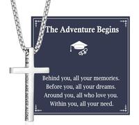OAVOOK Cadeaux de remise de diplôme pour garçons de 5e, 6e et 8e année - Bijoux chrétiens pour fils, petit-fils, homme, petit ami, 2026 Graduation Gift for Him, Acier inoxydable, Pas de pierre