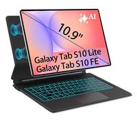 OAWEEN Magic-Style Étui avec clavier pour Samsung Galaxy Tab S10 Ltie S10 FE 10,9" Cantilever magnétique en lévitation avec 3 niveaux de rétroéclairage 7 couleurs, expérience semblable à un PC