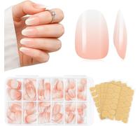 Oayew-120 Pièces Faux Ongles, Réutilisable Capsules Ongles Blanc Rose Dégradé Press On Nails Acrylique Ongles A Coller Avec Autocollants Adhesif