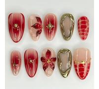 Oayew-24 Pièces Ongles Press-On Artisanaux À Coller ¿ Faux Ongles Couleur Baie Avec Finition Gelée Et Kit D'application ¿ Faux Ongles