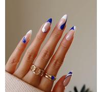 Oayew-Abstrait Stylet Faux Ongles Nu Rose Coller Sur Les Ongles Ligne Ondulée Faux Ongles 24 Pièces Acrylique De L'art Appuyez Sur Les Pointes Des Ongles Pour Les Femmes Et Les Filles