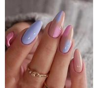 Oayew-Abstrait Stylet Faux Ongles Nu Rose Coller Sur Les Ongles Ligne Ondulée Faux Ongles 24 Pièces Acrylique De L'art Appuyez Sur Les Pointes Des Ongles Pour Les Femmes Et Les Filles